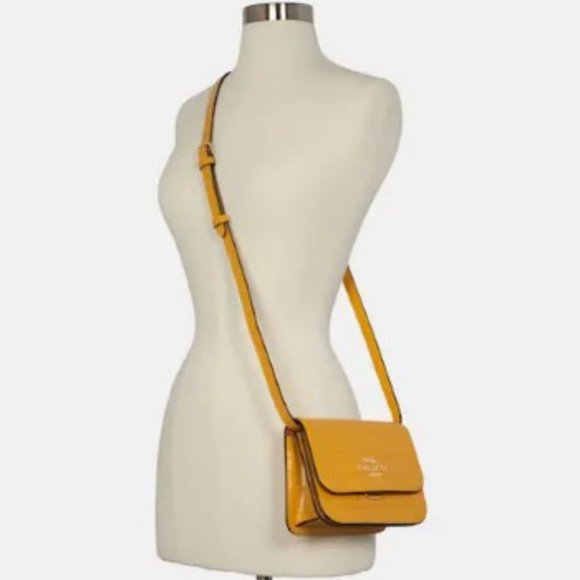 Coach Mini Brynn Crossbody Handbag Sunflower Yellow Leather NWT Classic - Picture 3 of 16